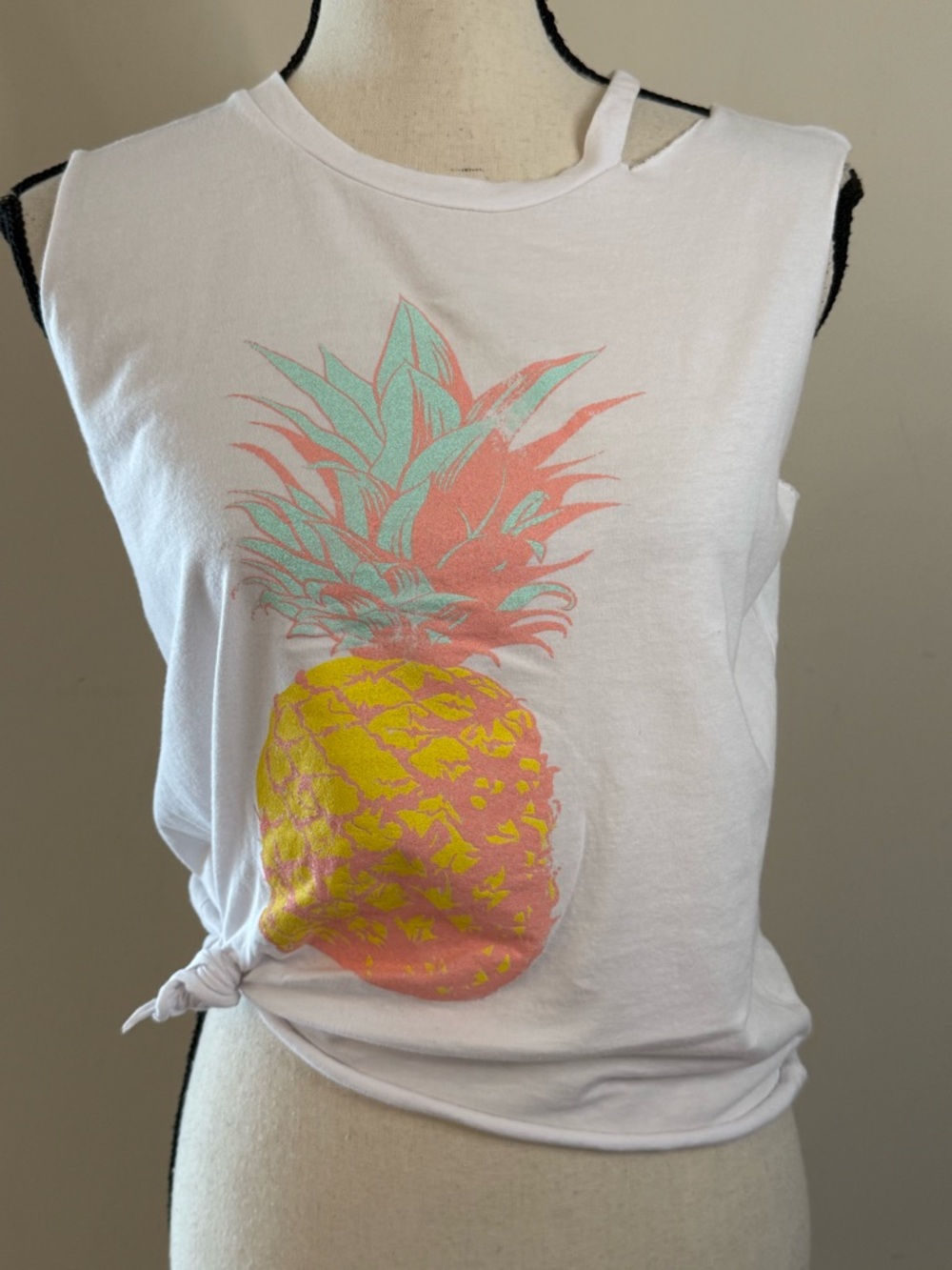 French Pastry tee pastel pineapple distressed side tie SZ SM